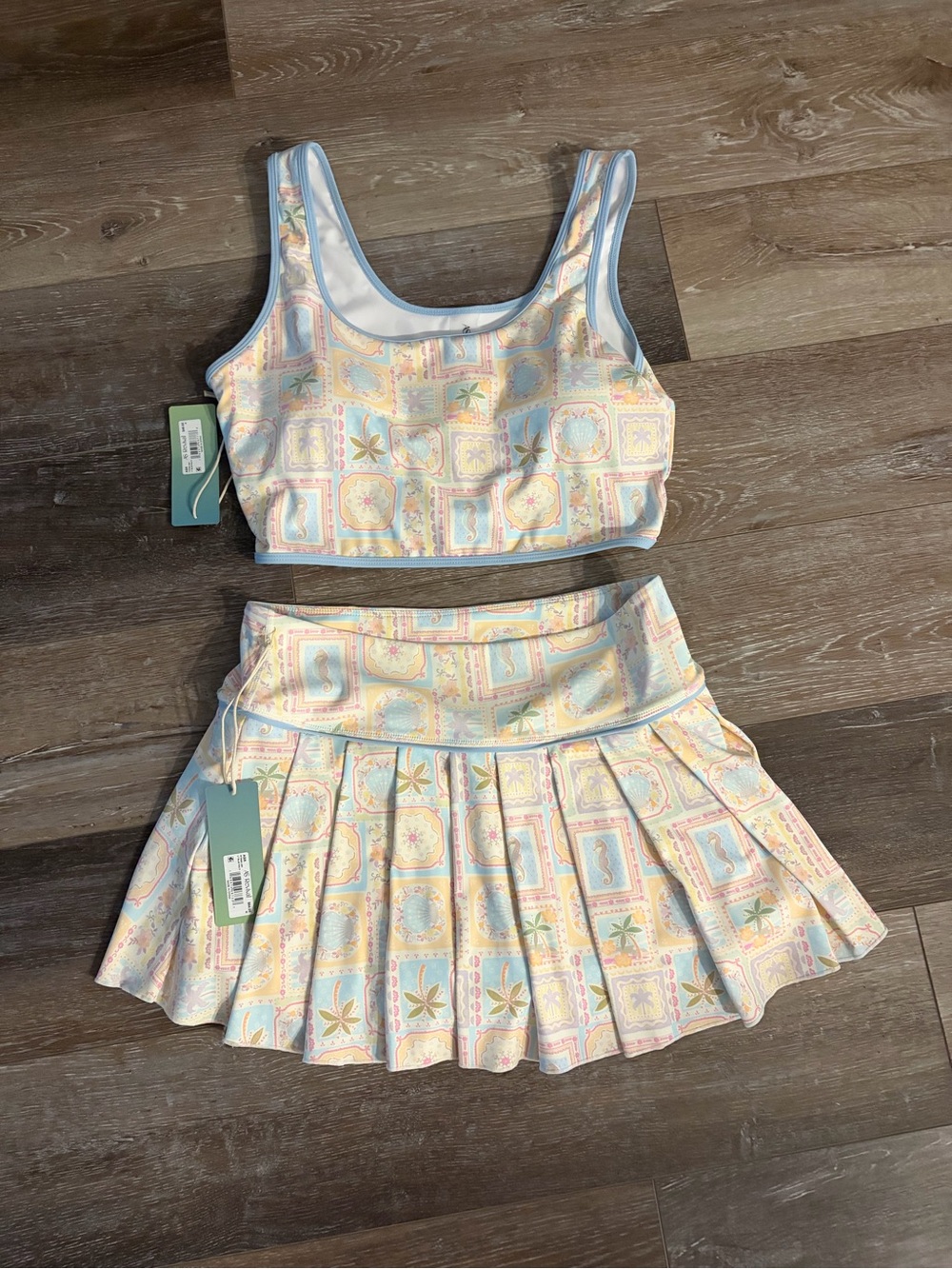 AS Revival Pastel Tile Print Tennis Set - Crop Top & Pleated Skirt